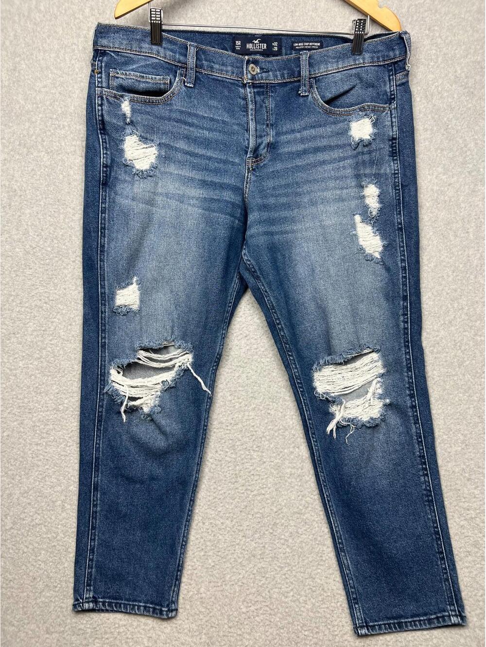 Hollister Jeans low rise Crop boyfriend vintage stretch Jeans size 15R 32W/25L